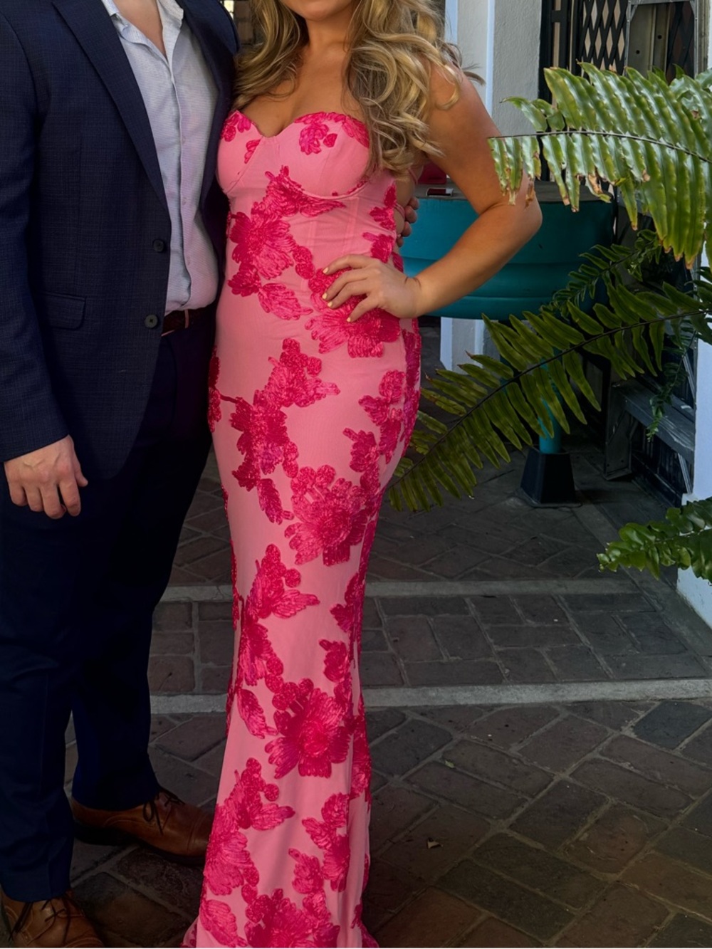 Fashion Nova Sweet Petals Embroidered Gown